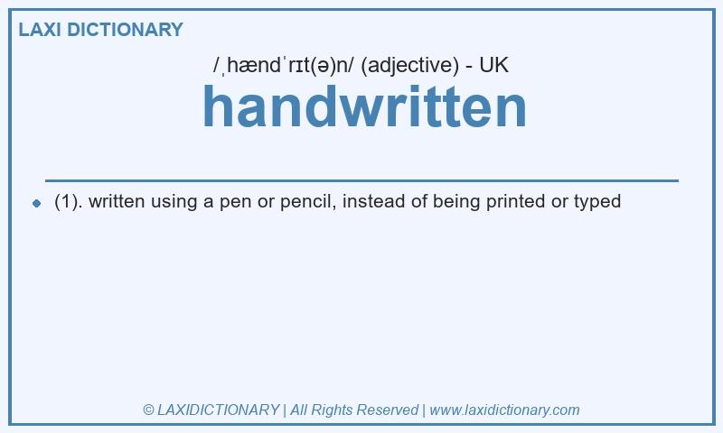 Definition handwritten in British English