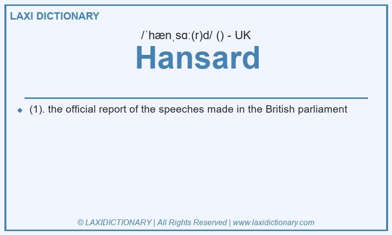 Definition Hansard in British English