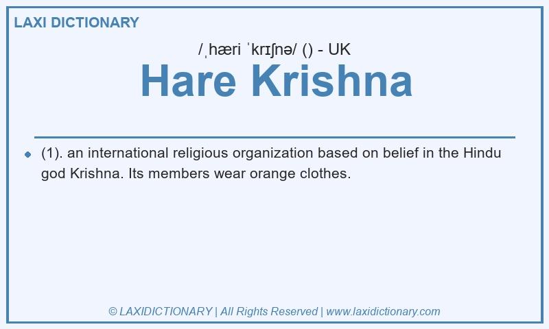 Definition Hare Krishna in British English