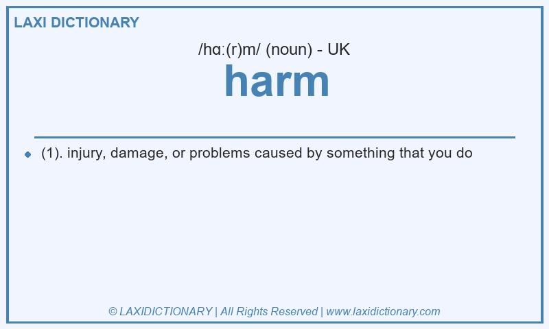 Definition harm in British English
