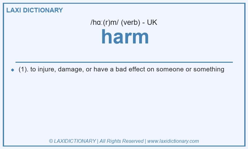 Definition harm in British English