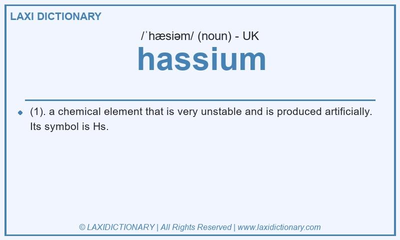 Definition hassium in British English