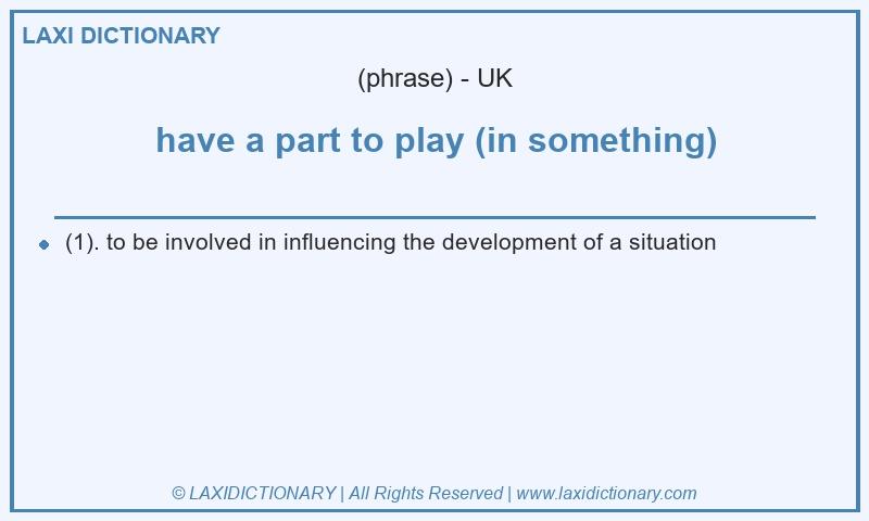Definition have a part to play (in something) in British English