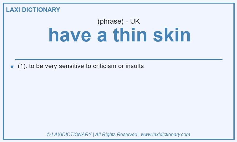 Definition have a thin skin in British English