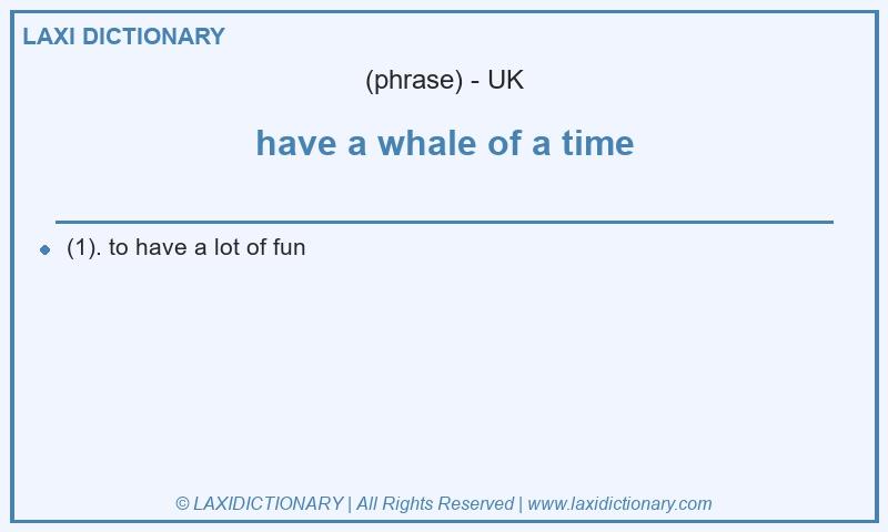 Definition have a whale of a time in British English