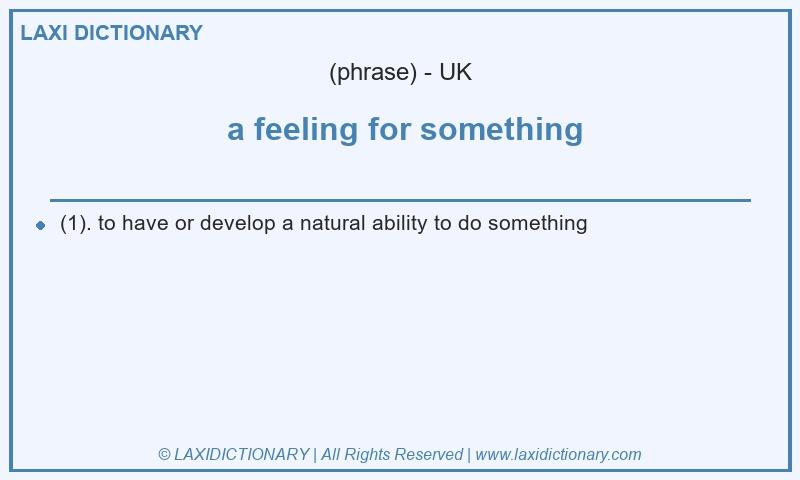 Definition a feeling for something in British English