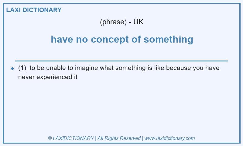 Definition have no concept of something in British English