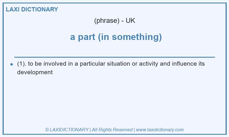 Definition a part (in something) in British English
