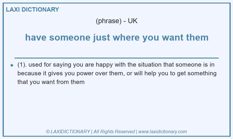Definition have someone just where you want them in British English