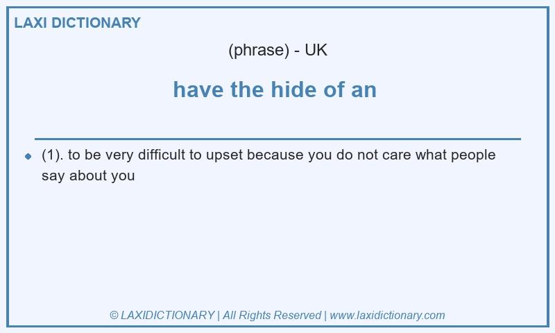 Definition have the hide of an in British English