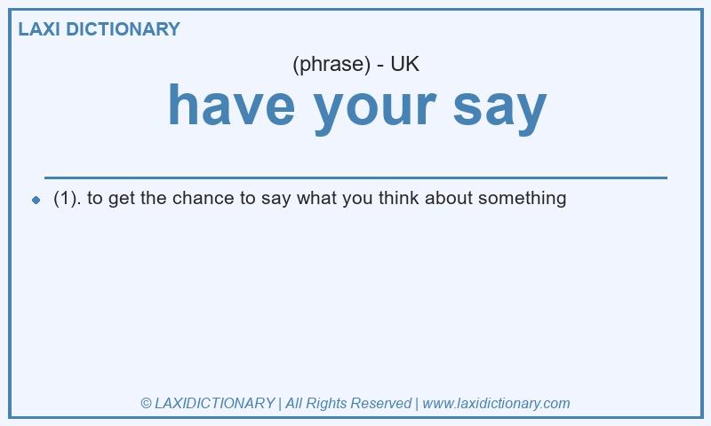 Definition have your say in British English