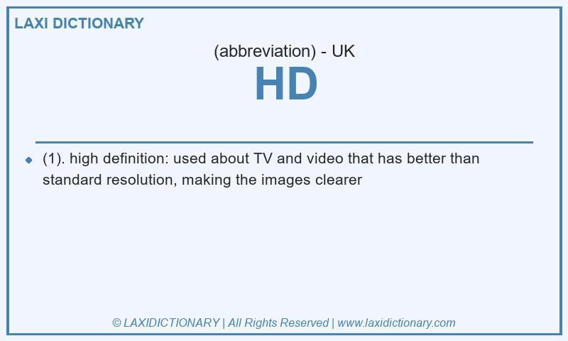 Definition HD in British English