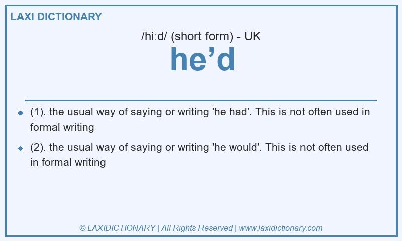 Definition he’d in British English