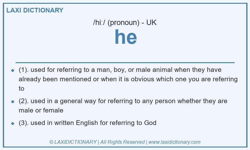 Definition he in British English