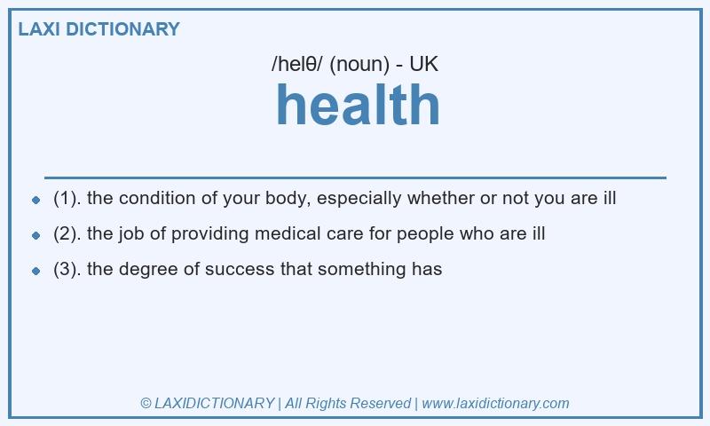 Definition health in British English