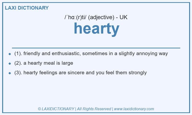 Definition hearty in British English