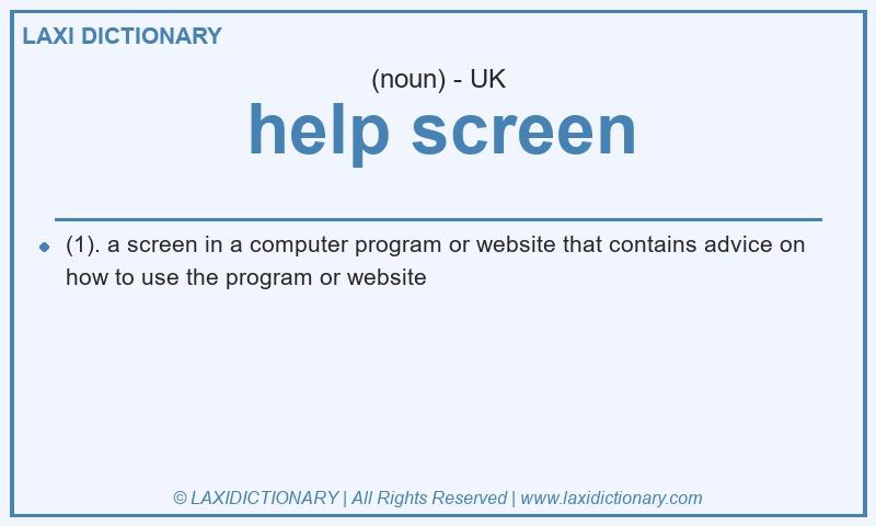 Definition help screen in British English