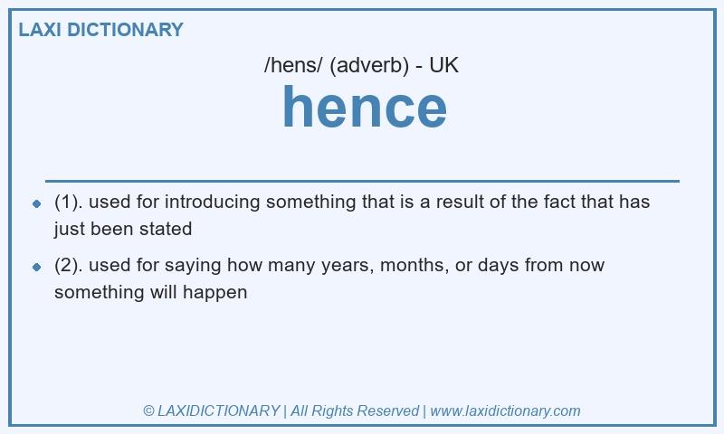 Definition hence in British English