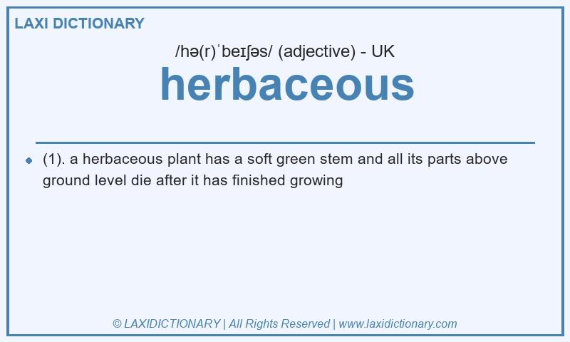 Definition herbaceous in British English