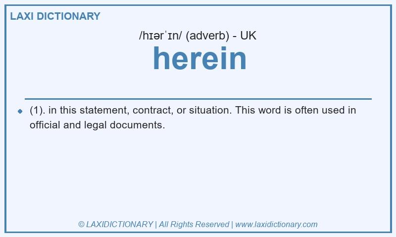 Definition herein in British English