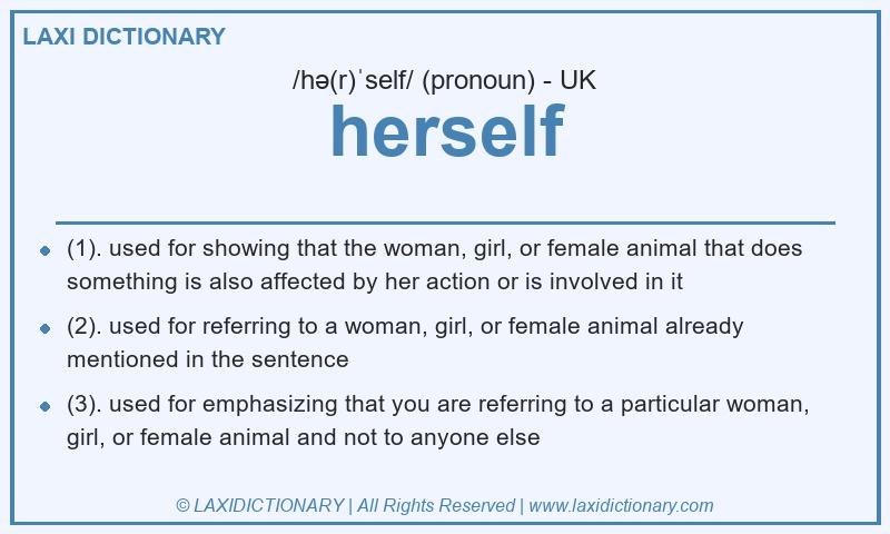Definition herself in British English
