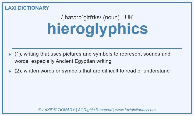 Definition hieroglyphics in British English