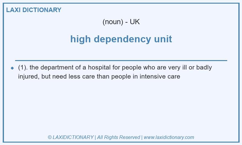 Definition high dependency unit in British English