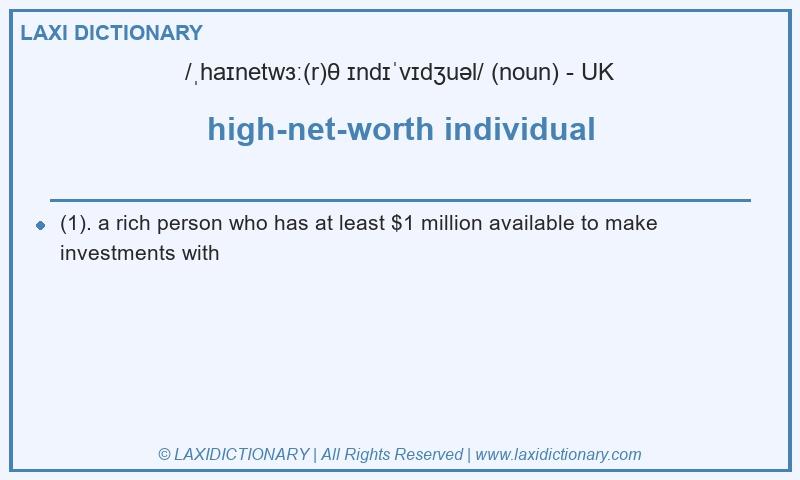 Definition high-net-worth individual in British English
