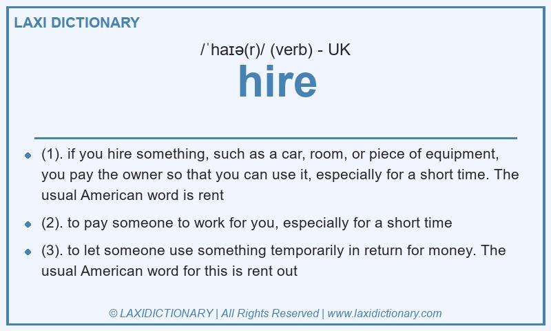 Definition hire in British English