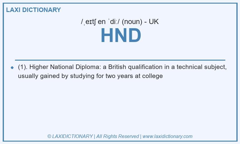 Definition HND in British English