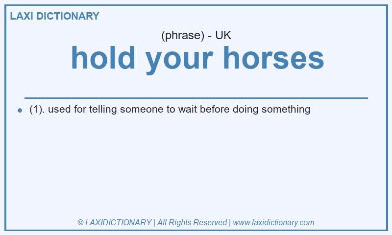 Definition hold your horses in British English