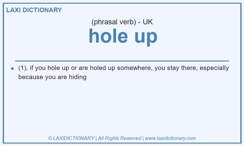 Definition hole up in British English