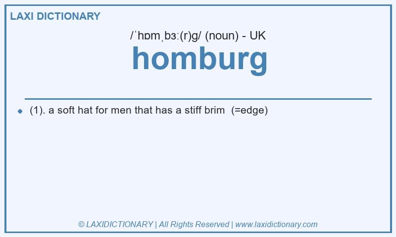 Definition homburg in British English