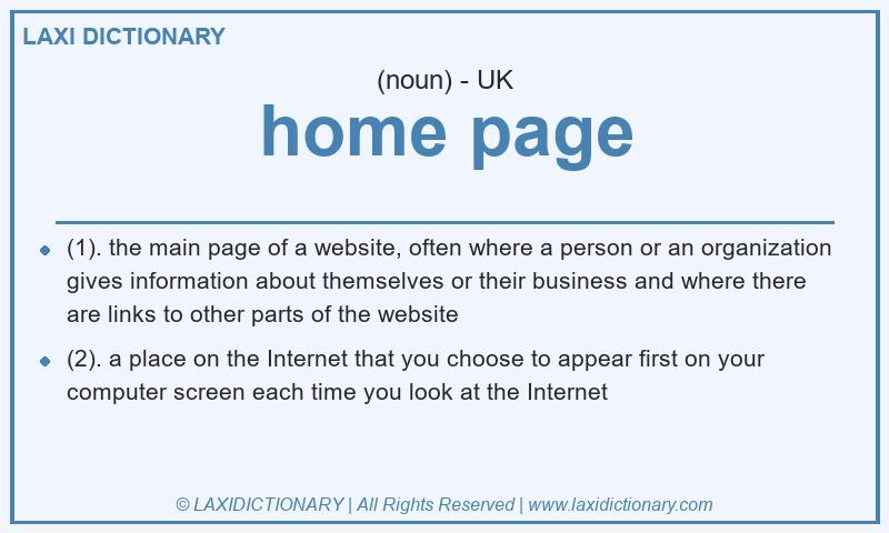 Definition home page in British English