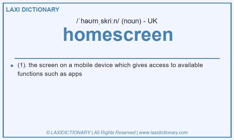 Definition homescreen in British English