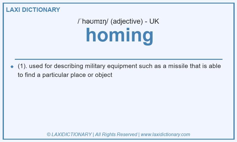 Definition homing in British English