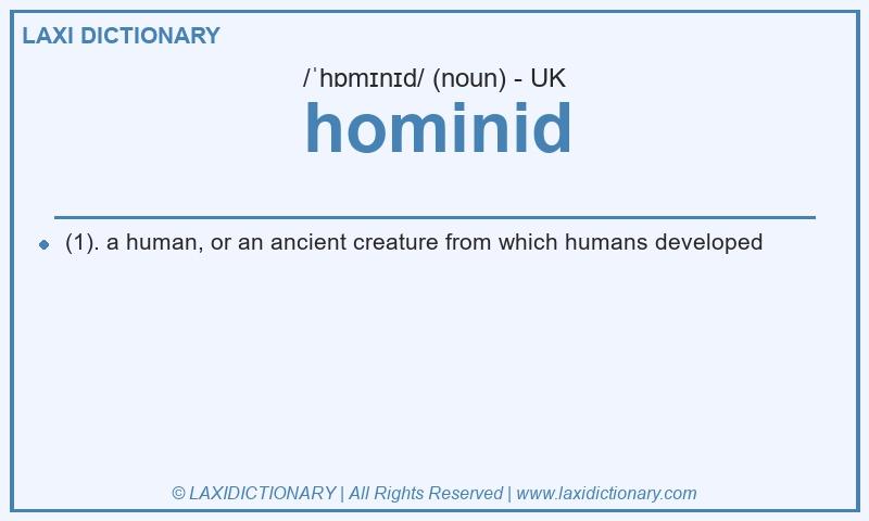 Definition hominid in British English