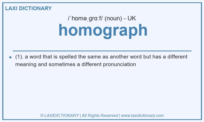 Definition homograph in British English
