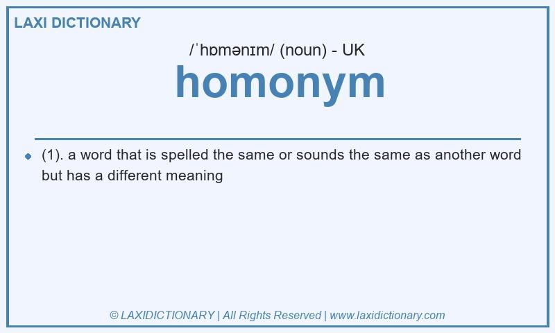 Definition homonym in British English