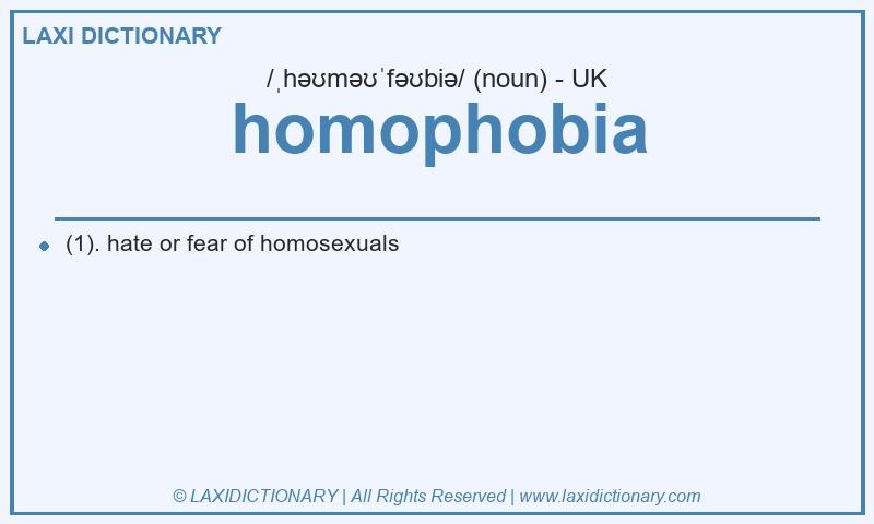 Definition homophobia in British English