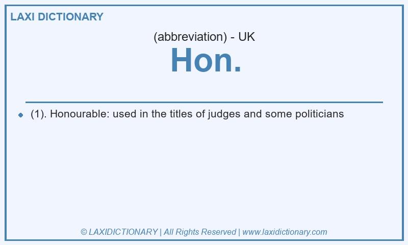 Definition Hon. in British English