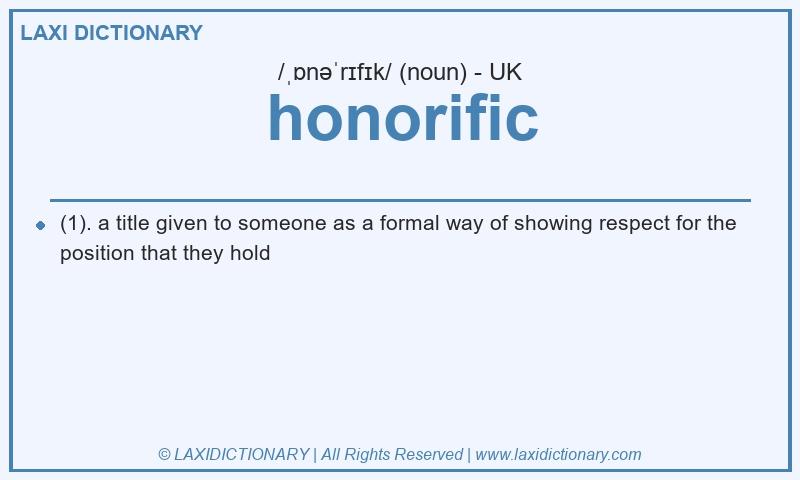 Definition honorific in British English