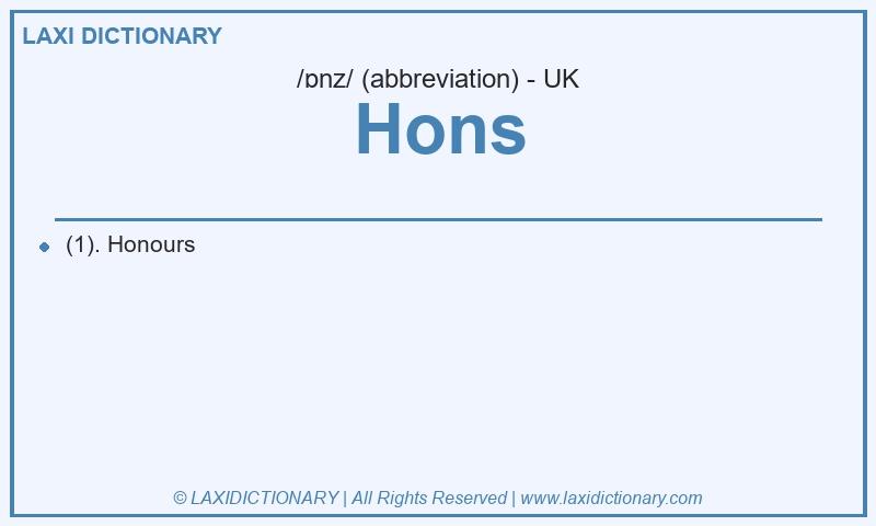 Definition Hons in British English