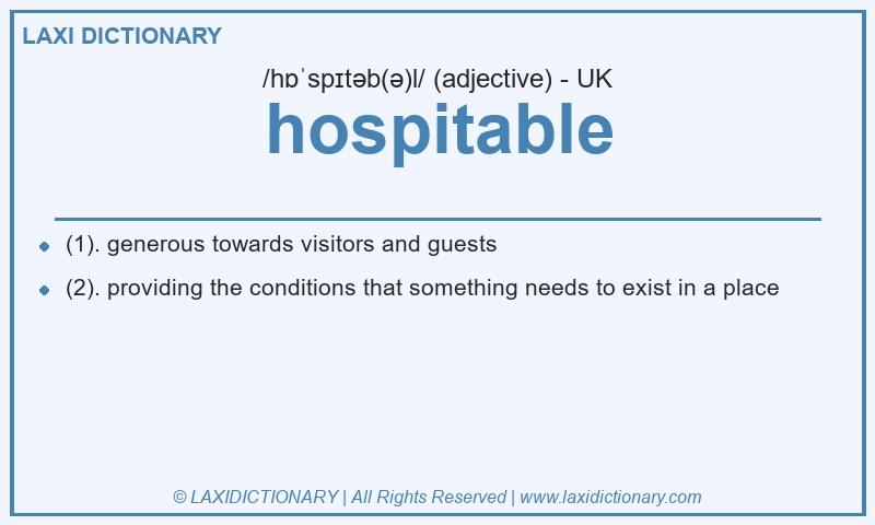 Definition hospitable in British English