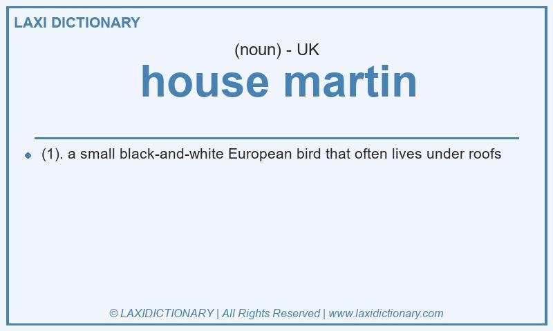 Definition house martin in British English