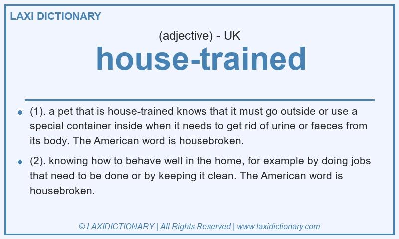 Definition house-trained in British English