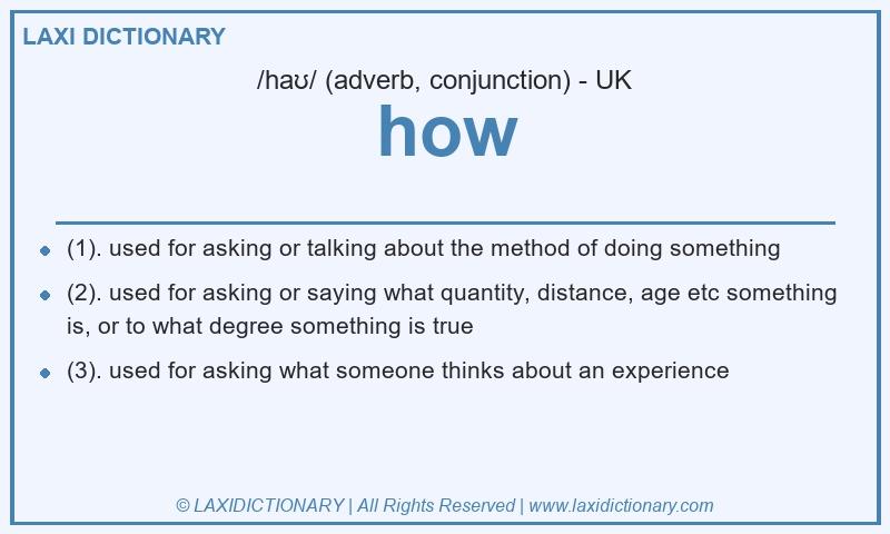 Definition how in British English