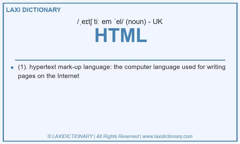 Definition HTML in British English