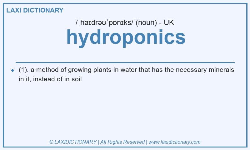 Definition hydroponics in British English