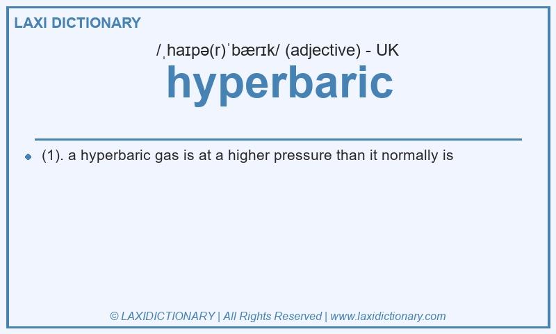 Definition hyperbaric in British English